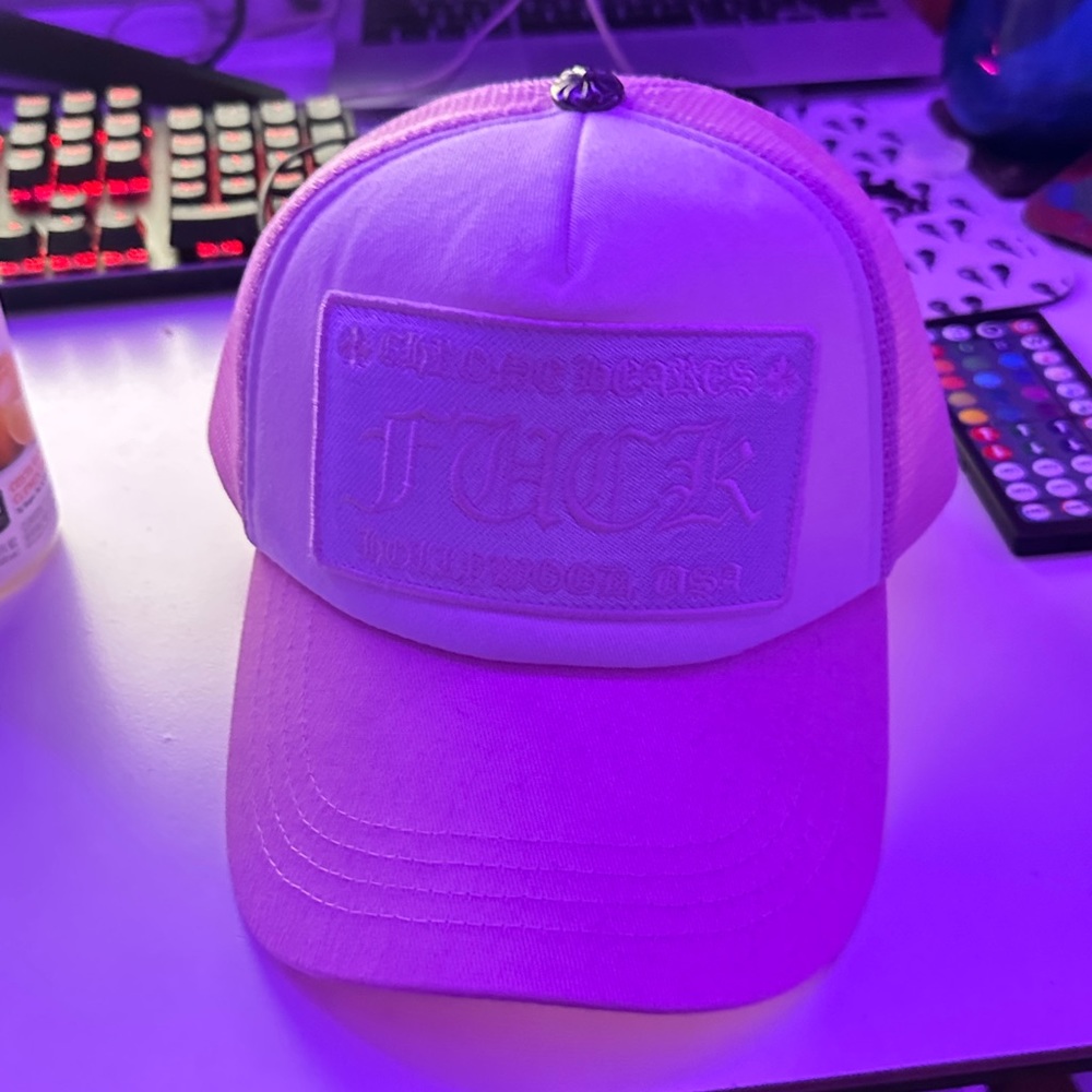 Chrome hearts pink f**k trucker hat